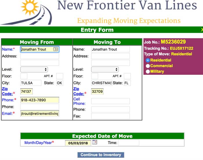 New Frontier inventory list