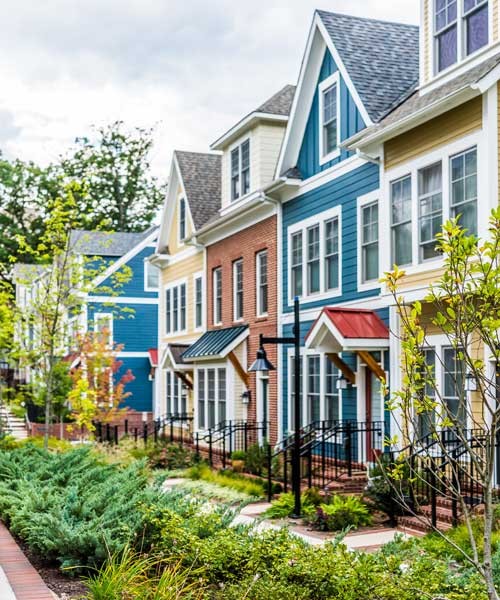 Painted residential townhouses