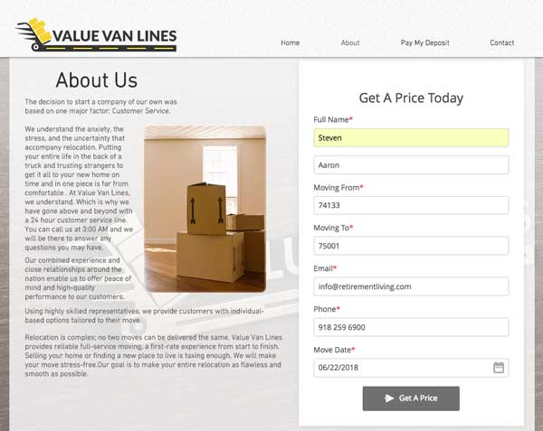 Value Van Lines quote