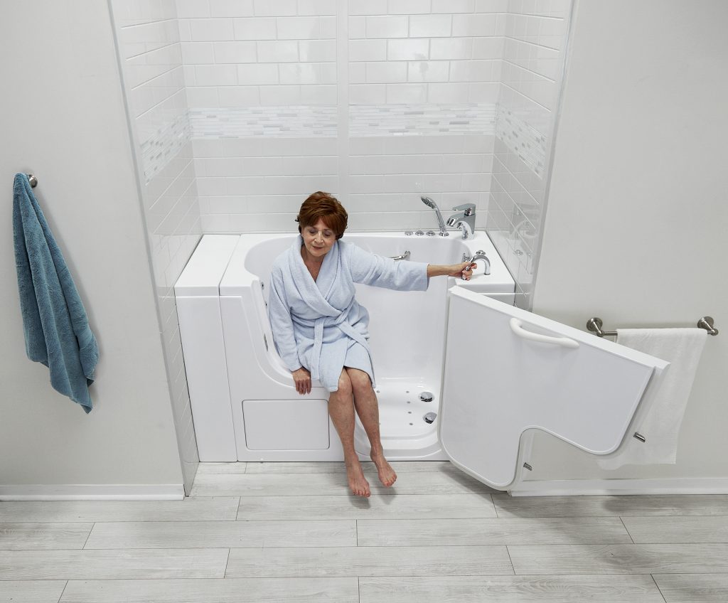 Transfer tubs have a wider door to accommodate wheelchairs and other mobility devices