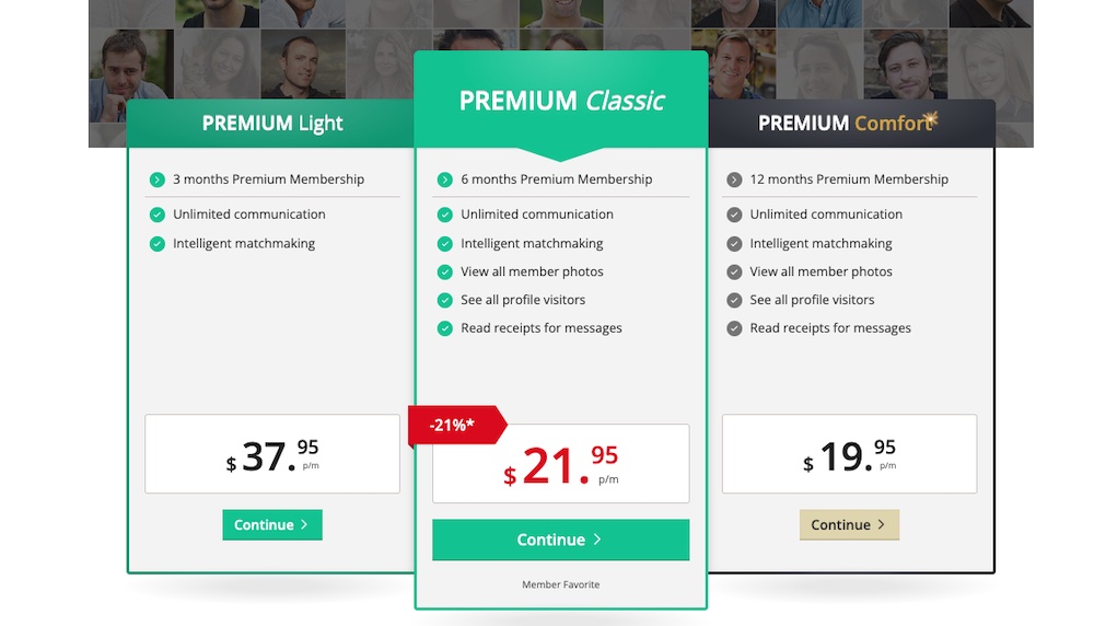 Elite Singles Pricing Screenshot