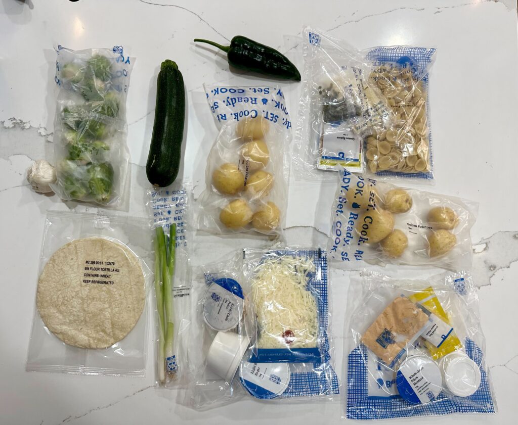 Blue Apron box contents and ingredients. Source: Retirement Living