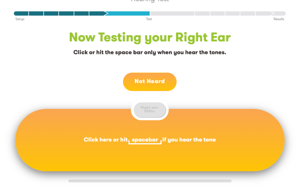 Example of an Audicus hearing screening question.