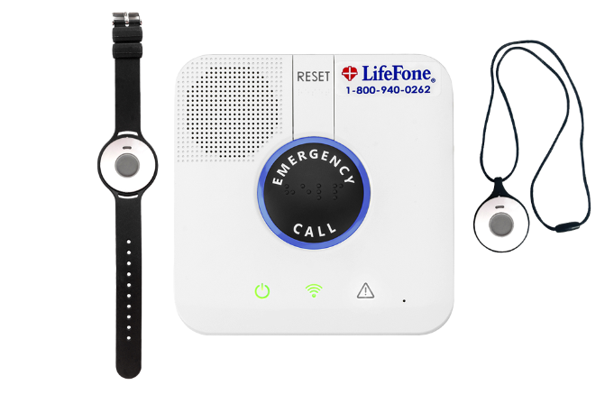 LifeFone's at-home system including its discreet bracelets and pendants