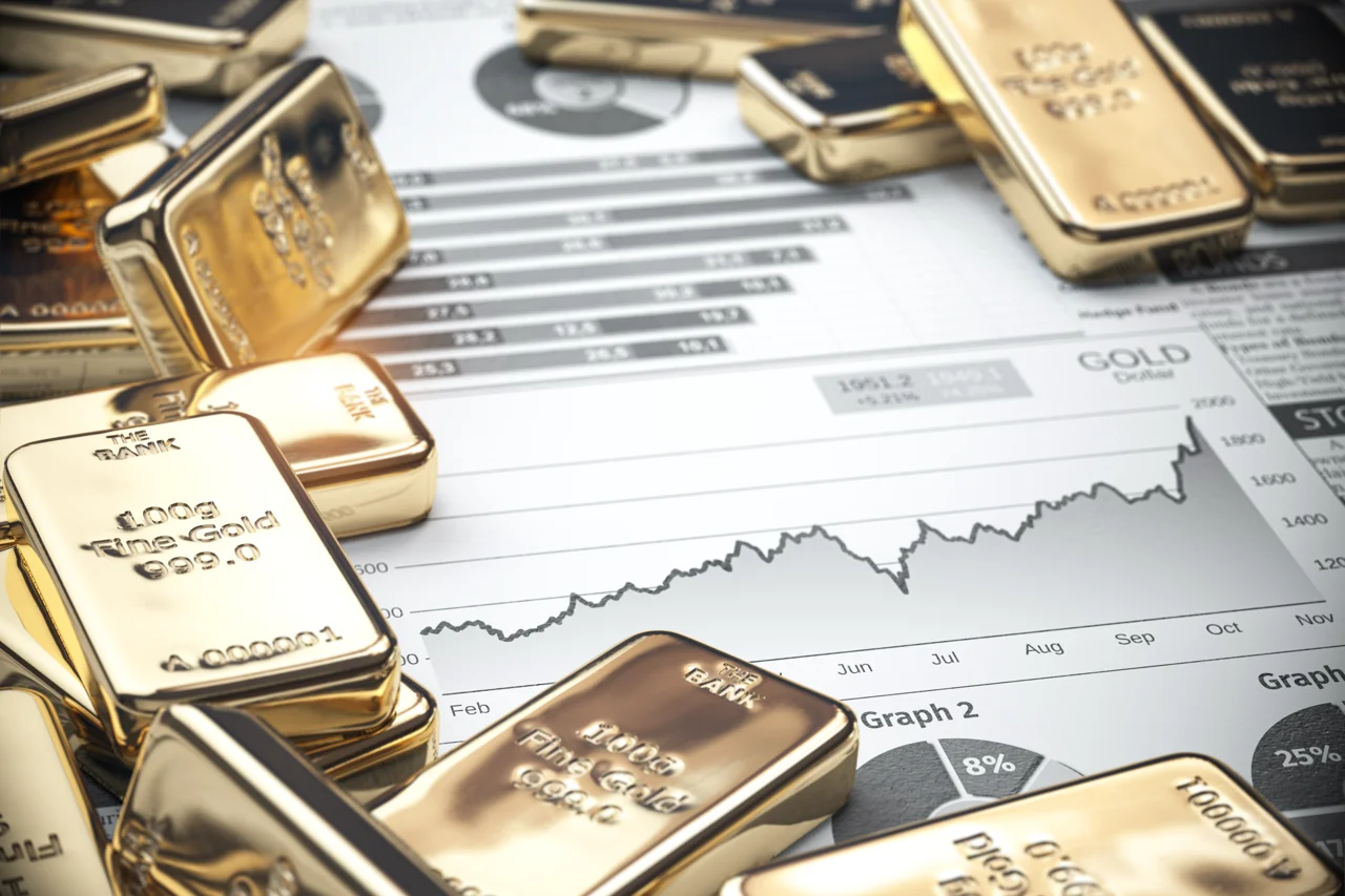 growth-of-gold-on-stock-market-concept